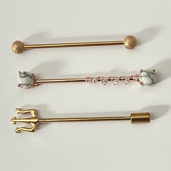 Three Assorted Industrial Barbells Body Jewelry - Picture 1 of 4